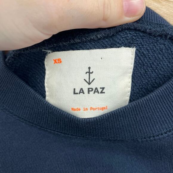 La Paz Cunha Logo Organic Cotton Anchor Nautical Coastal Raglan Sweatshirt XS - Picture 5 of 10